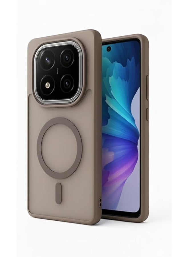 Compatible with Xiaomi Redmi Note 14 Pro 4G/5g/Redmi Note 14 Pro+ Plus 5G/Poco X7 5G Case - Slim Lightweight Matte Cover with Decorative Ring (Non-Magnetic), Shockproof, Anti-Scratch, Full Protection - Brown - Image 1