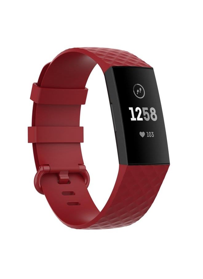 Green Tiger - Color Buckle TPU Wrist Strap Watch Band for Fitbit Charge 4 / Charge 3 / Charge 3 SE, Size L Red - Image 1