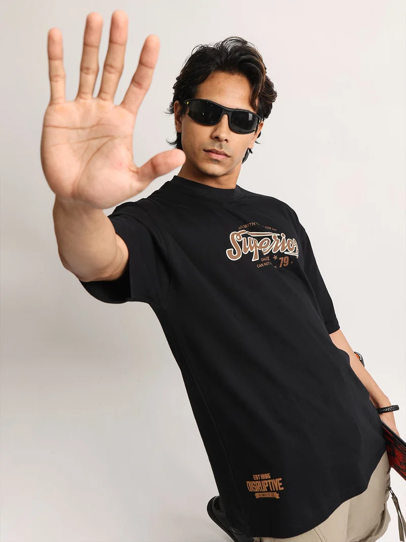 مانياك Maniac Mens Printed Round Neck Half Sleeve Cream and Brown Cotton Tshirt