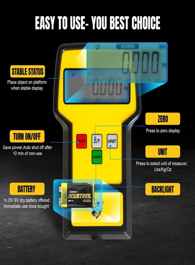 يلو جاكيت ميزان تبريد إلكتروني عالي الدقة سعة 110 رطل، مزود بحقيبة محمولة لخزانات الاسترداد، يُستخدم لأنظمة التكييف والتهوية وتكييف الهواء (HVAC) وغاز الفريون. - Image 5
