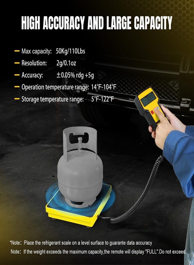 يلو جاكيت ميزان تبريد إلكتروني عالي الدقة سعة 110 رطل، مزود بحقيبة محمولة لخزانات الاسترداد، يُستخدم لأنظمة التكييف والتهوية وتكييف الهواء (HVAC) وغاز الفريون. - Image 3