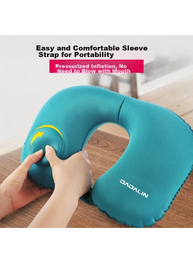 JAJALIN Jajalin U-shaped Pillow, Inflatable Travel Neck Pillow, Nap Pillow, Business Trip Accessory, Light Blue  - Image 5