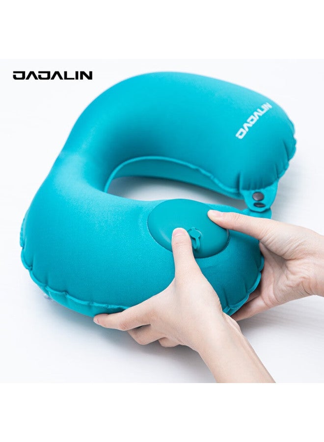 JAJALIN Jajalin U-shaped Pillow, Inflatable Travel Neck Pillow, Nap Pillow, Business Trip Accessory, Light Blue  - Image 4
