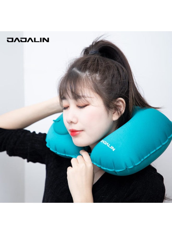 JAJALIN Jajalin U-shaped Pillow, Inflatable Travel Neck Pillow, Nap Pillow, Business Trip Accessory, Light Blue  - Image 1