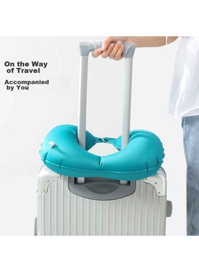JAJALIN Jajalin U-shaped Pillow, Inflatable Travel Neck Pillow, Nap Pillow, Business Trip Accessory, Light Blue  - Image 2