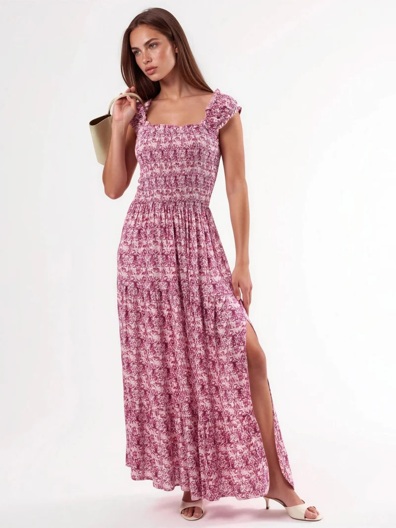Busem BUSEM Paisley Print Maxi Dress with Square Collar