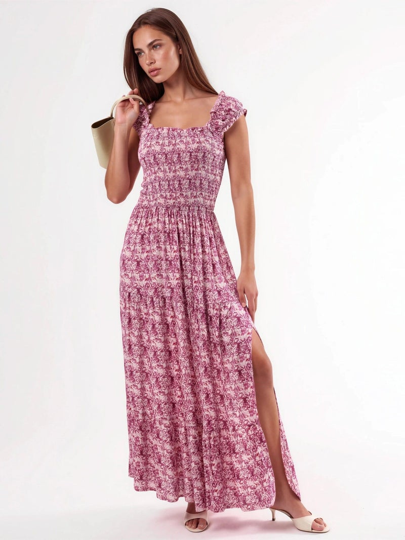BUSEM Paisley Print Maxi Dress with Square Collar - Image 1