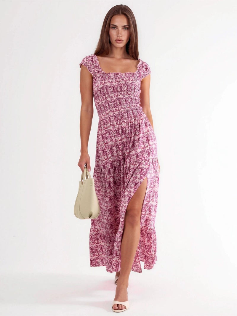 BUSEM Paisley Print Maxi Dress with Square Collar - Image 4