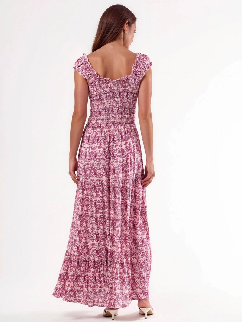 BUSEM Paisley Print Maxi Dress with Square Collar - Image 3