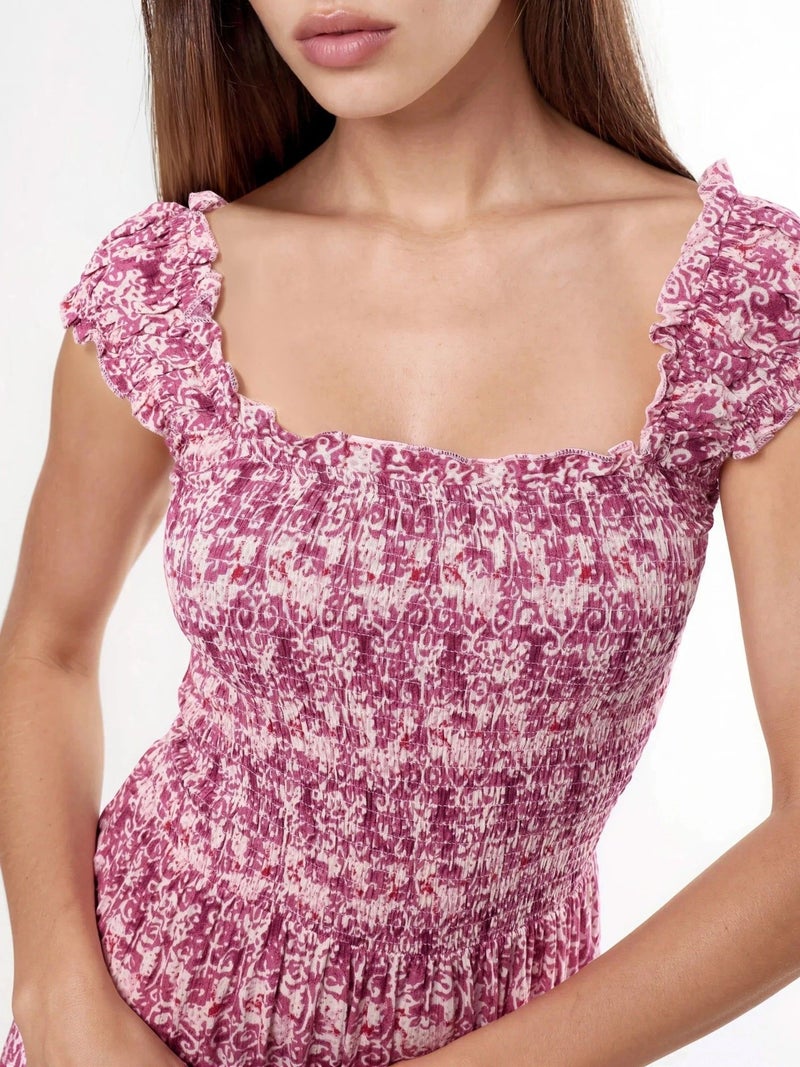 BUSEM Paisley Print Maxi Dress with Square Collar - Image 5