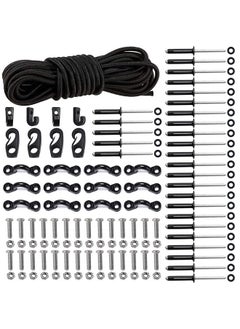 Deck Rigging Kit Accessory 19.7 Ft Bungee Cord With Deck Loops Tie Down Pad Eyes And J Hooks And Bungee Cord Hook Screws & Rivets For Kayaks Canoes Boat