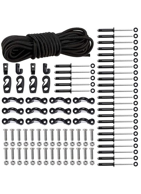 Deck Rigging Kit Accessory 19.7 Ft Bungee Cord With Deck Loops Tie Down Pad Eyes And J Hooks And Bungee Cord Hook Screws & Rivets For Kayaks Canoes Boat