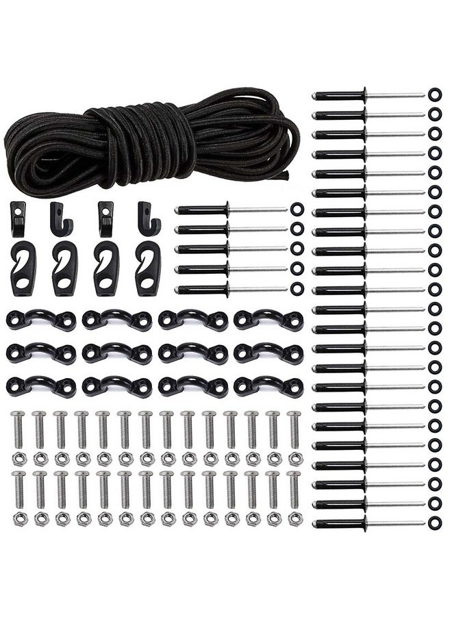 CLIO - Deck Rigging Kit Accessory 19.7 Ft Bungee Cord With Deck Loops Tie Down Pad Eyes And J Hooks And Bungee Cord Hook Screws & Rivets For Kayaks Canoes Boat - Image 1