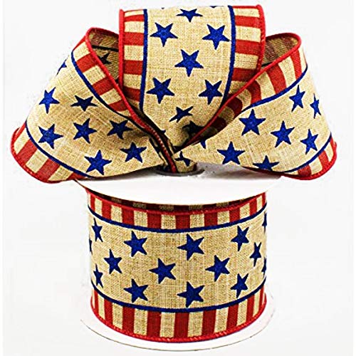 Craig Bachman Patriotic Stars & Stripes Canvas Wired Edge Ribbon - 10 Yards (2.5") - Image 3