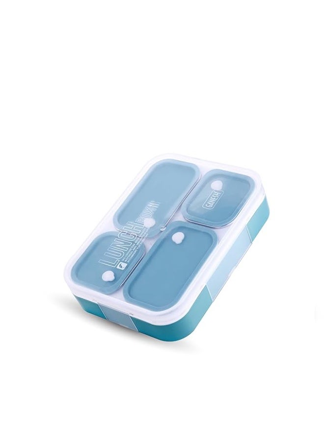 جانيش Ganesh Aspire 4 Compartment Stainless Steel Lunch Box Sealed Leakage Proof Lunch Box for Office School etc 500ml - Image 1