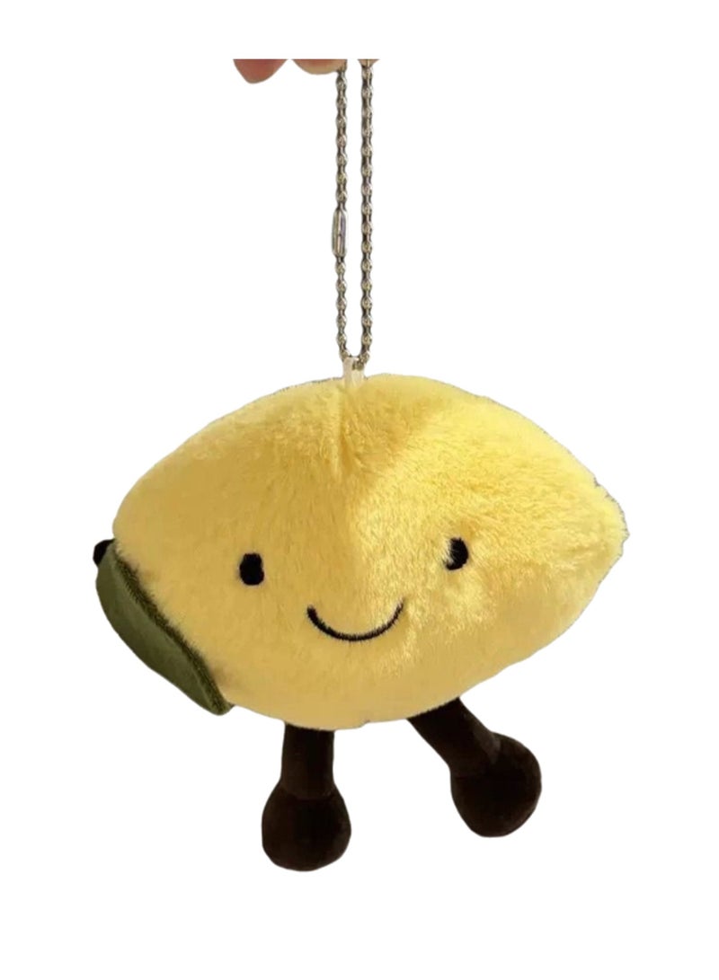 11cm Lemon Plush Pendant Keychain Cute Fruit Plush Doll School Bag Accessories Toy Keychain Boy Girl Gift  - Image 1