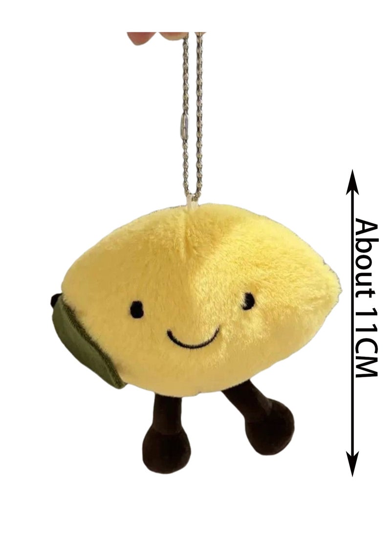 11cm Lemon Plush Pendant Keychain Cute Fruit Plush Doll School Bag Accessories Toy Keychain Boy Girl Gift  - Image 2