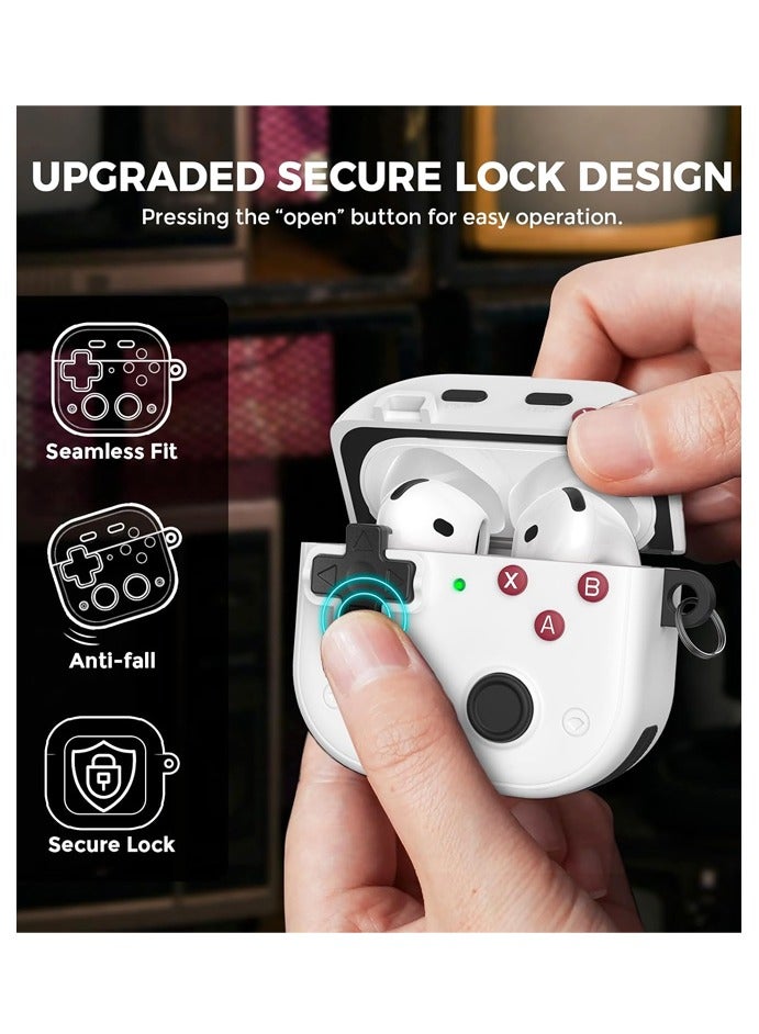 Game Console Design for AirPods 4 Case Cover with Secure Lock Clip Shockproof Full TPU AirPods 4th Generation Protective Skin Cover - Image 2