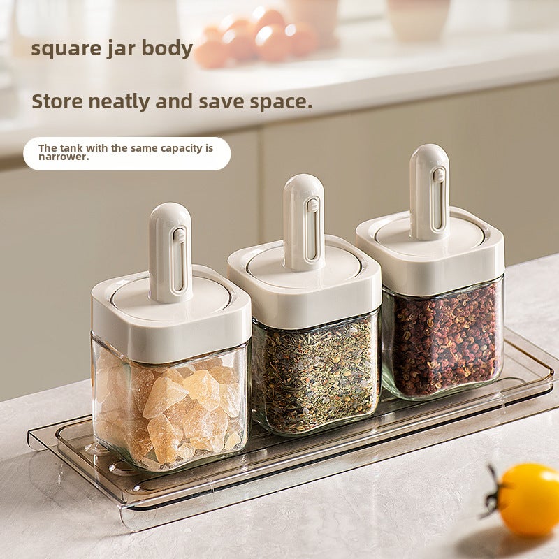 Retractable Spice Jar Spoon Lid Combo Green - Image 1