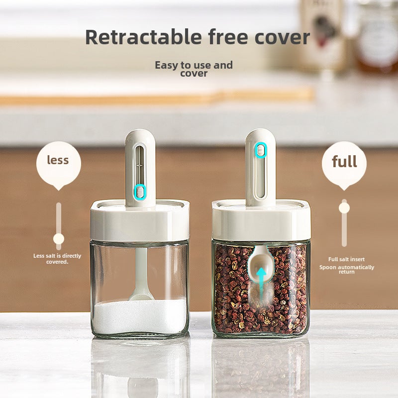 Retractable Spice Jar Spoon Lid Combo Green - Image 3