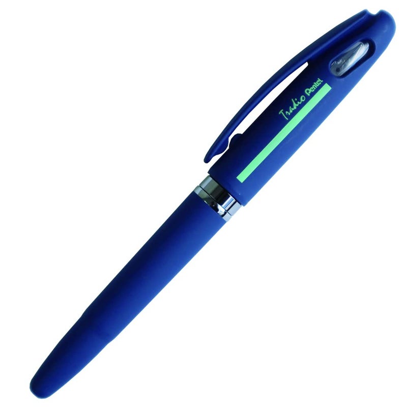 Pentel قلم حبر سائل بنتل تراديو TRF99A-C، مجموعة سبورت شيك، جسم أسود غير لامع، حبر قابل لإعادة التعبئة باللون الأزرق الداكن - Image 2