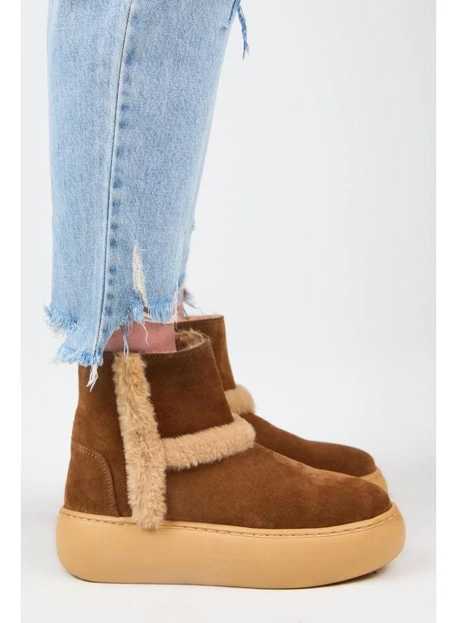 Manijero  (Azura) Women's Genuine Leather Boots with Fur Lining and Fur Stripes. for Women | Best Price UAE