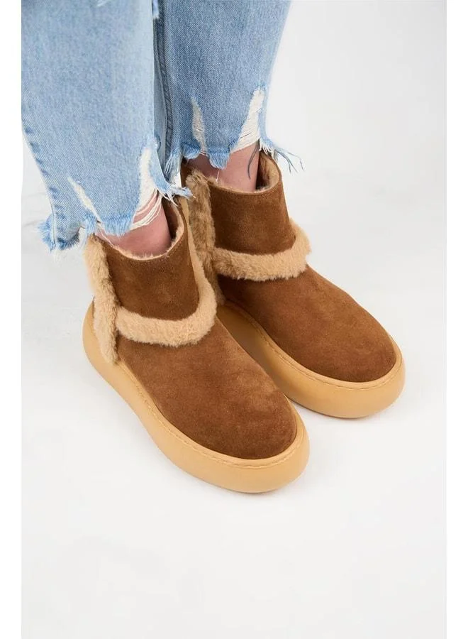 Manijero  (Azura) Women's Genuine Leather Boots with Fur Lining and Fur Stripes. for Women | Best Price UAE