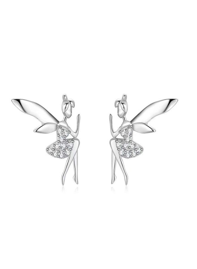 Qings Fairy Stud Earrings 925 Silver Fashion Personality Trendy Ear Studs Gifts for Women - Image 1