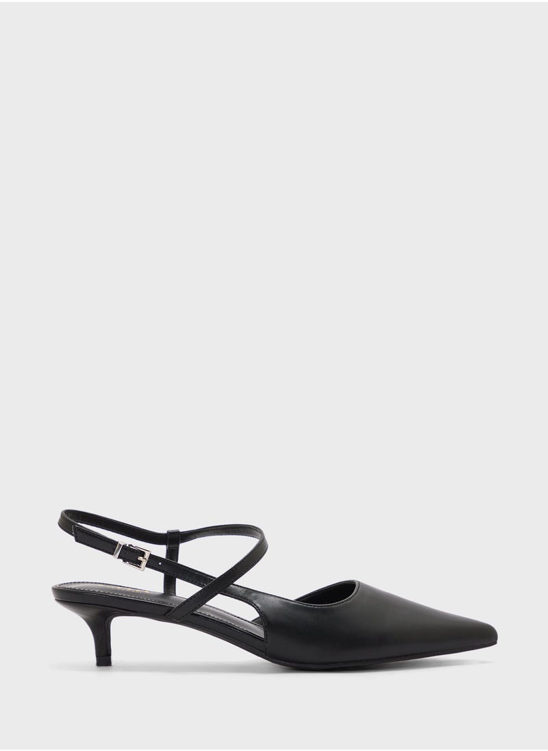 ELLA - Pointy Toe Low Heel Strappy Pump - Image 1