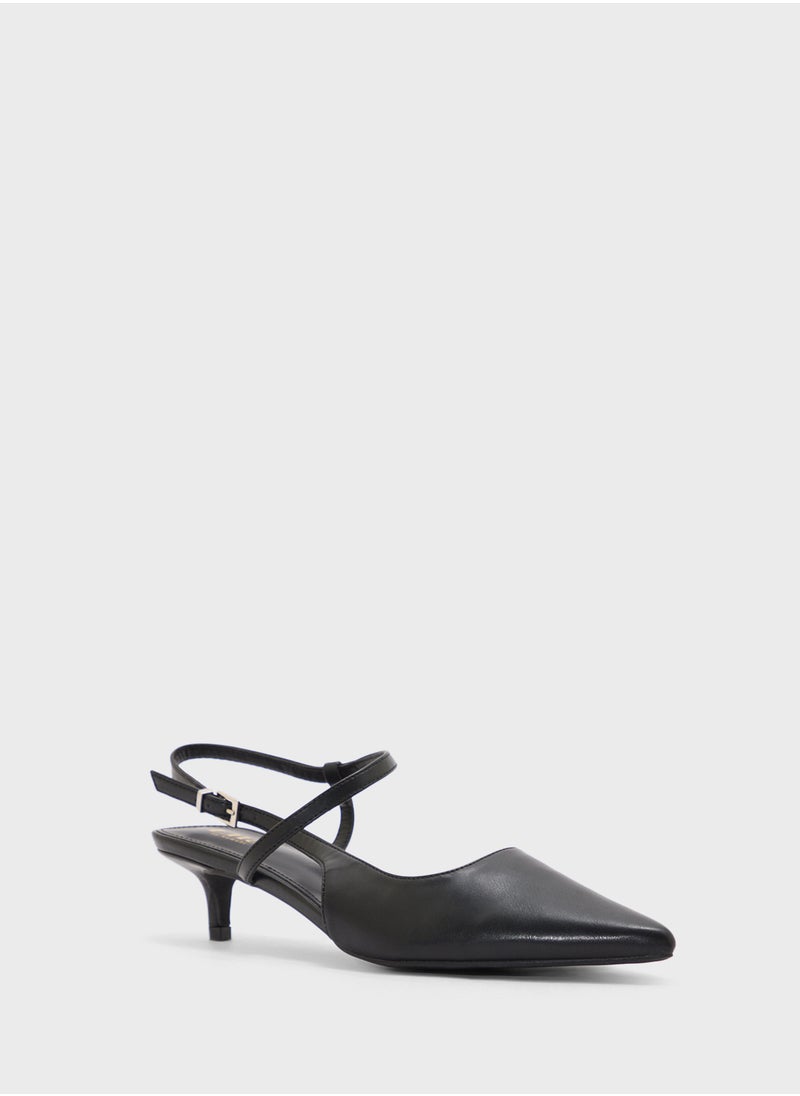 ELLA - Pointy Toe Low Heel Strappy Pump - Image 1