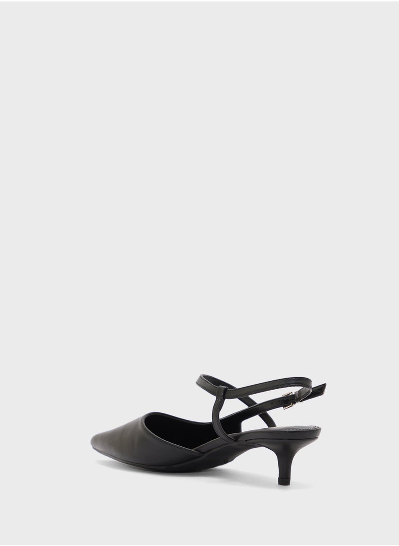 ELLA - Pointy Toe Low Heel Strappy Pump - Image 1