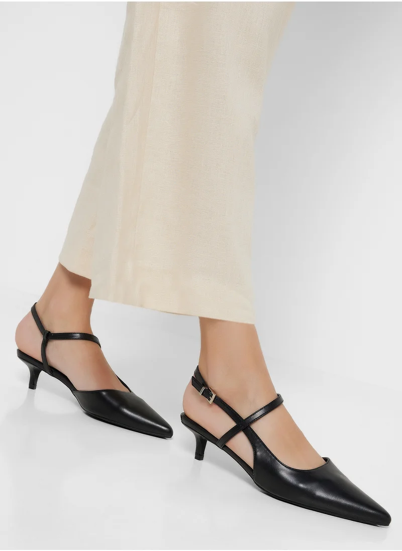 ELLA Pointy Toe Low Heel Strappy Pump