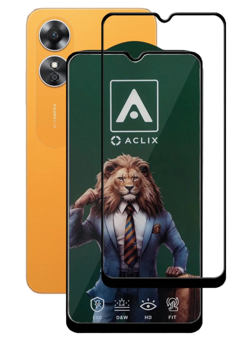 ACLIX Antistatic ESD Dustproof Premium Quality High Definition Tempered Glass Screen Protector Designed For Oppo A17 - Image 1