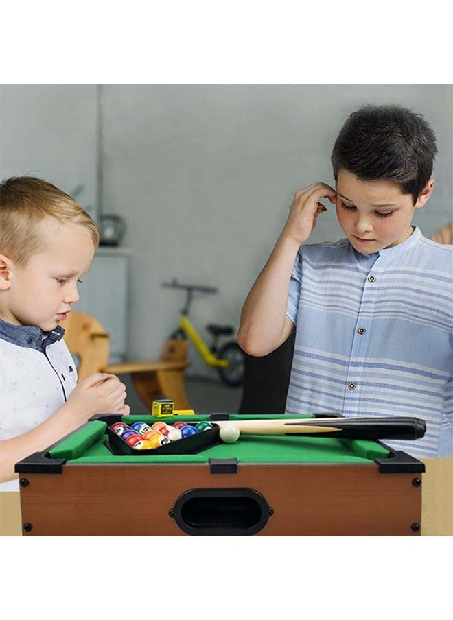 Mini Table Billiards Game, Home and Office Desktop Billiards Game, Including Pool Table 15 Colorful Balls, 1 Cue Ball, 2 Billiard Sticks, 1 Chalk Triangle Cube