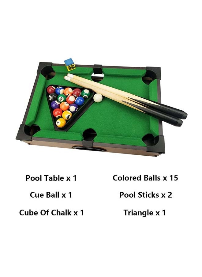 Mini Table Billiards Game, Home and Office Desktop Billiards Game, Including Pool Table 15 Colorful Balls, 1 Cue Ball, 2 Billiard Sticks, 1 Chalk Triangle Cube