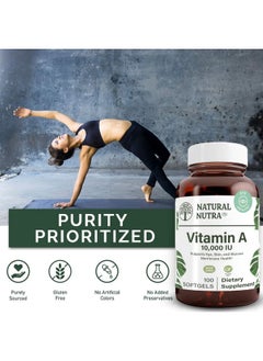 Natural Nutra Vitamin A 10000 Iu Retinol Palmitate Dietary Supplement From Cod Liver Oil Extra Strength For Eye Skin Nails And Immune Health With Omega 3 100 Gluten Free Softgels  - Image 4