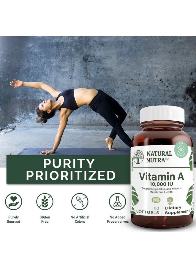 Natural Nutra Vitamin A 10000 Iu Retinol Palmitate Dietary Supplement From Cod Liver Oil Extra Strength For Eye Skin Nails And Immune Health With Omega 3 100 Gluten Free Softgels  - Image 4