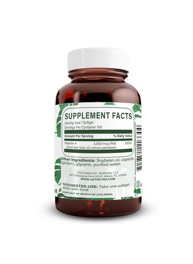 Natural Nutra Vitamin A 10000 Iu Retinol Palmitate Dietary Supplement From Cod Liver Oil Extra Strength For Eye Skin Nails And Immune Health With Omega 3 100 Gluten Free Softgels  - Image 2