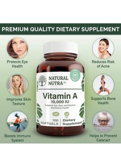 Natural Nutra Vitamin A 10000 Iu Retinol Palmitate Dietary Supplement From Cod Liver Oil Extra Strength For Eye Skin Nails And Immune Health With Omega 3 100 Gluten Free Softgels  - Image 3