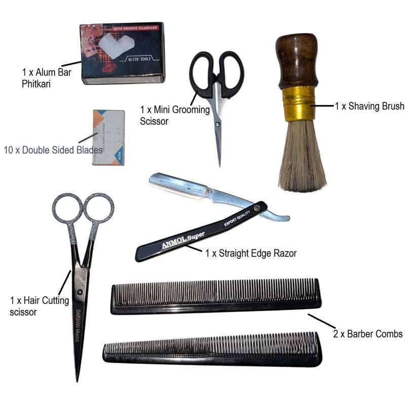 Generic 6 Resharpening Professional Salon Barber Hair Cutting Scissors for Hair cutting Men Women Scissors for Beard Mustache Styling Trimming Scissors with hair cutting combRazorAlum Bar Free Blades  - Image 2