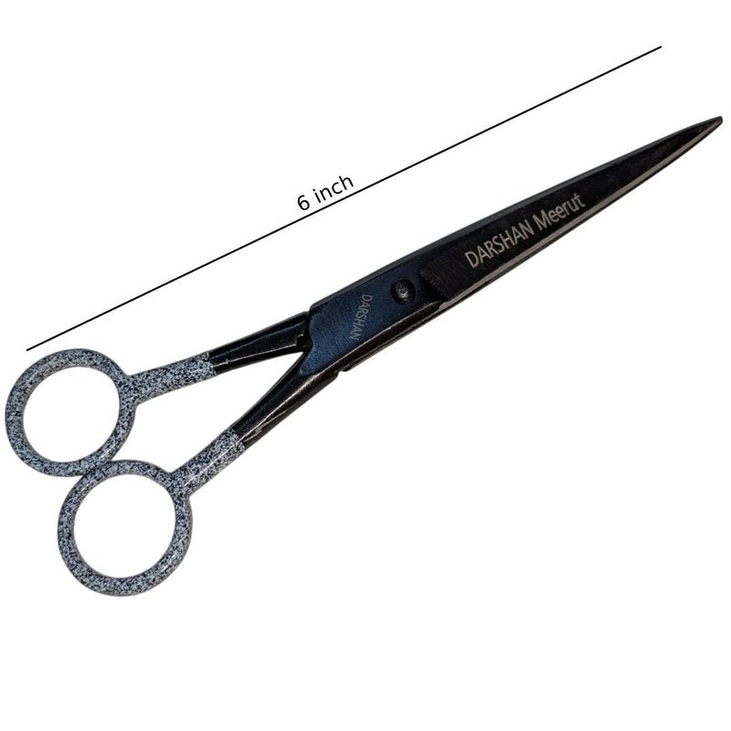 Generic 6 Resharpening Professional Salon Barber Hair Cutting Scissors for Hair cutting Men Women Scissors for Beard Mustache Styling Trimming Scissors with hair cutting combRazorAlum Bar Free Blades  - Image 3