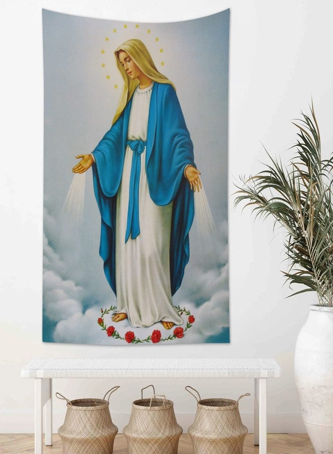 HVEST Blessed Virgin Mary Tapestry Mother of God Tapestry Wall Hanging Christian Wall Art Decorations Jesus Christ Wall Tapestries Holy Mary Backdrop for Bedroom Room Dorm Decor, 40Wx60H inches - Image 1