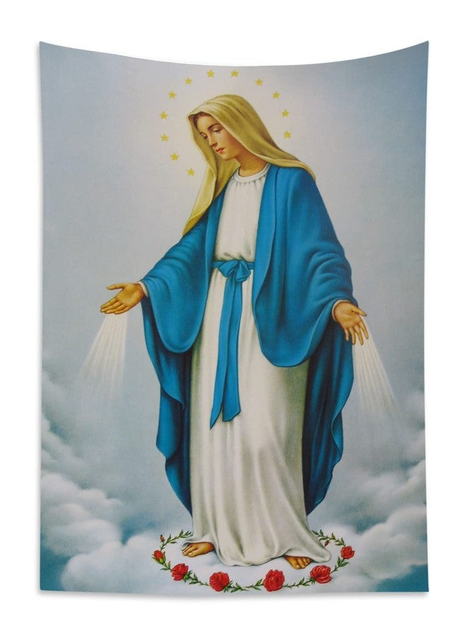 HVEST Blessed Virgin Mary Tapestry Mother of God Tapestry Wall Hanging Christian Wall Art Decorations Jesus Christ Wall Tapestries Holy Mary Backdrop for Bedroom Room Dorm Decor, 40Wx60H inches - Image 2