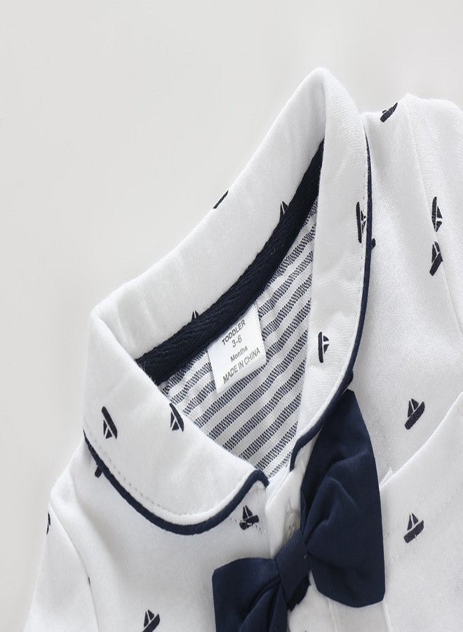 Boarnseorl Baby Boys Gentleman Outfits Suits, Infant Short Sleeve Onesies+Bib Pants+Bow Tie Clothing Sets - Image 5