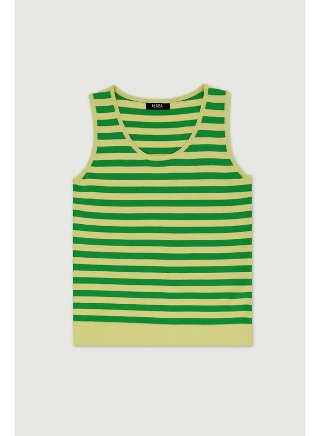 Mısırlı 1951 Lemon Yellow Green Striped Women's Tank Top