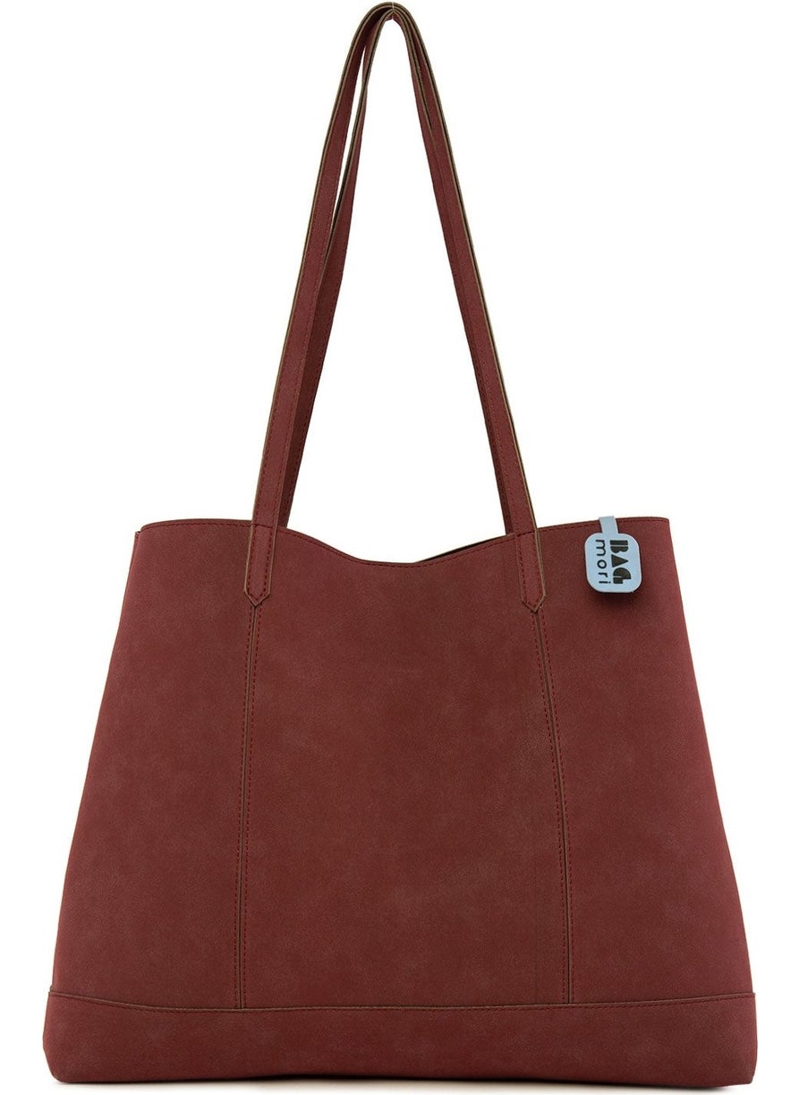 Bagmori Claret Red Double Stitched Thin Strap Large Nubuck Bag  - Image 1