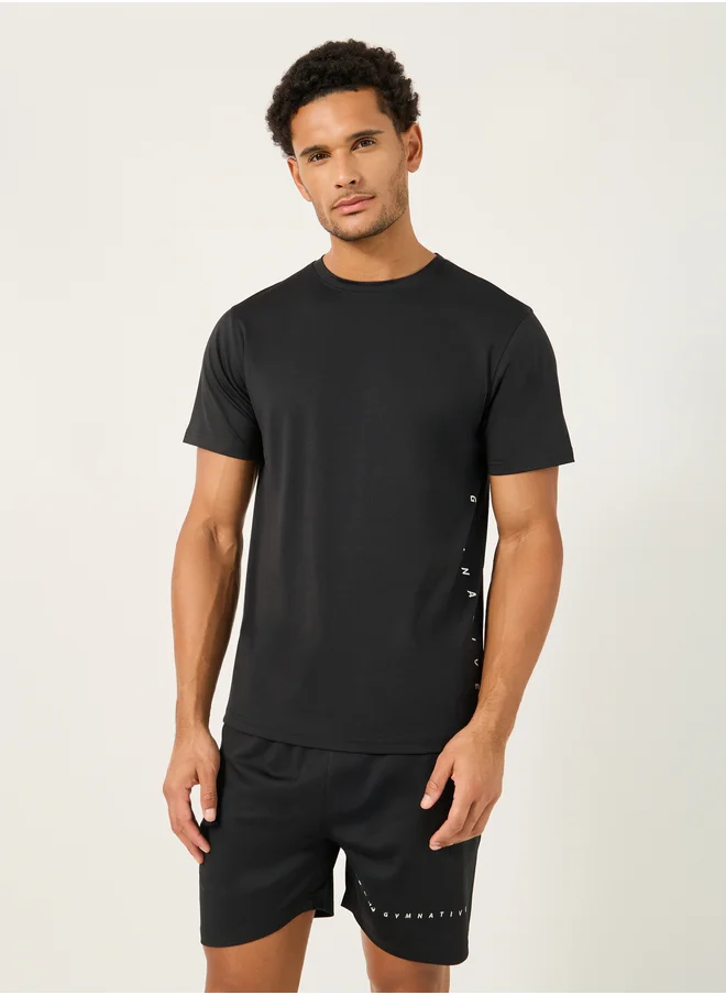 Styli Styli Printed Regular Fit Training T-Shirt and Shorts Set