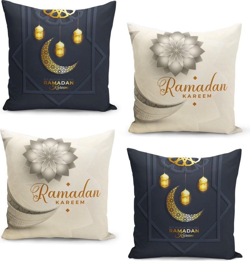 Filamente 4-Piece Cushion Cover Set Ramadan Special Pattern Double-Sided Digital Printed 
