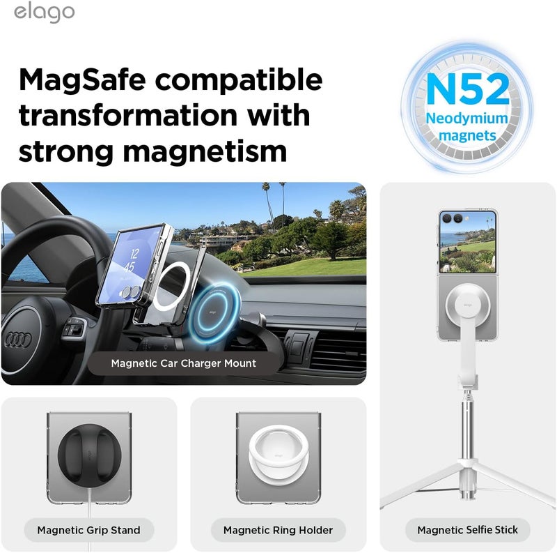 Elago Magnetic Clear Designed For Galaxy Z Flip 7 Case Cover 2025 , Hard Pc, Crystal Clear, Shockproof Bumper, Full Body Protection Transparent - Image 3