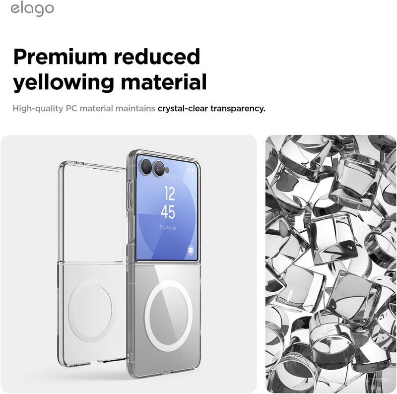 Elago Magnetic Clear Designed For Galaxy Z Flip 7 Case Cover 2025 , Hard Pc, Crystal Clear, Shockproof Bumper, Full Body Protection Transparent - Image 5